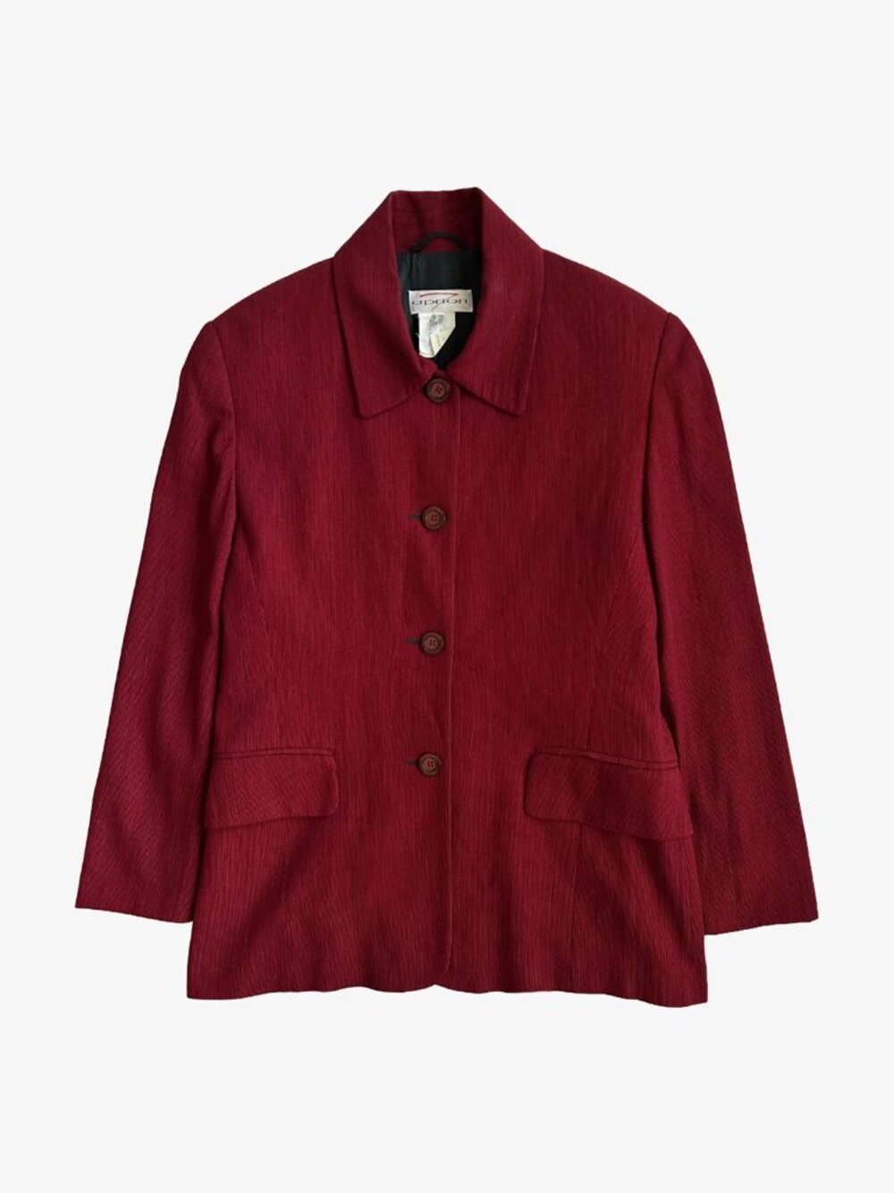 Vintage 90's Deep Red Stripe Pattern Wool Blend Jacket by Apriori (Escada)